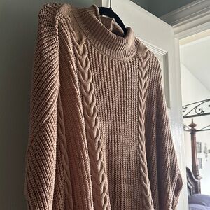 Planet Gold Cowl Neck Sweater - Brown